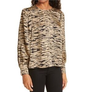 Rails Rozz Animal print black gold Satin blouse L NWT